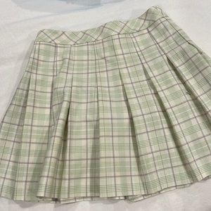 Sunday Best Aritzia Green Creme Plaid School Girl Skirt